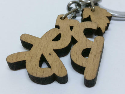 LP888 Rare Vintage Chinese Surname Chen 陈 Wooden Souvenir Keychain Keyring F/S (B690)