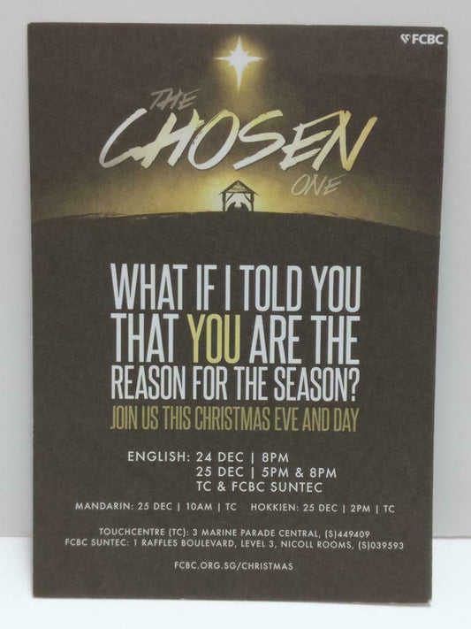 LUCKYPIGEON888 FCBC Church Christmas Jesus Faith Singapore Ad Postcard (E0073)