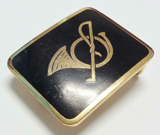 Rare Vintage Made In Italy Stainless Steel Gold Plated Retro Belt Buckle (B420)