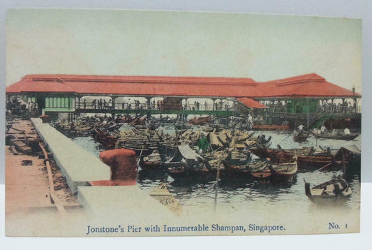 Singapore Jonstone's Pier Sampan Vintage Singapore Postcard Reprint (AC131)