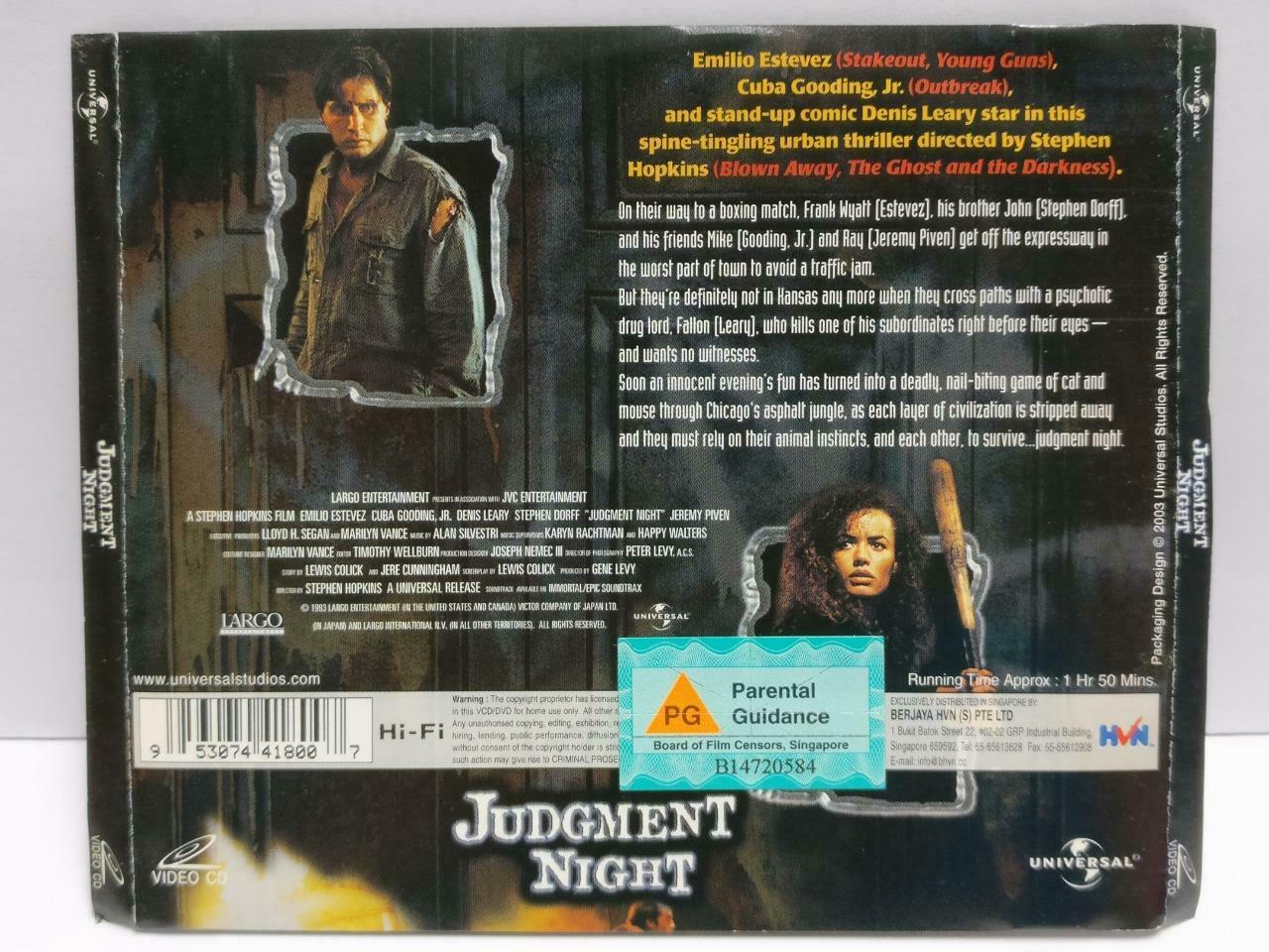 Movie Judgement Night Emilio Estevez Rare Singapore Video CD 2x VCD OOP (CDS374)