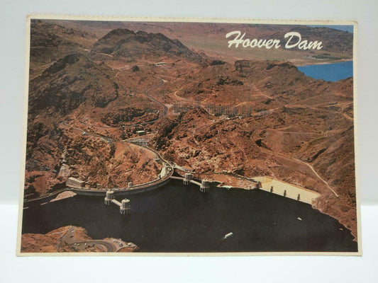 Vintage Hoover Dam Colorado River Arizona Nevada USA Color Postcard (P597)