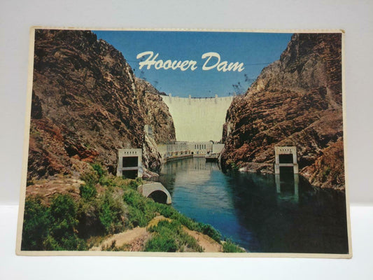 Vintage Hoover Dam Nevada-Arizona View From Colorado River Color Postcard (P595)
