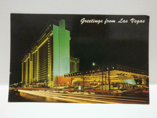 Vintage Las Vegas Nevada MGM Grand Hotel Night View Color USA Postcard (P639)