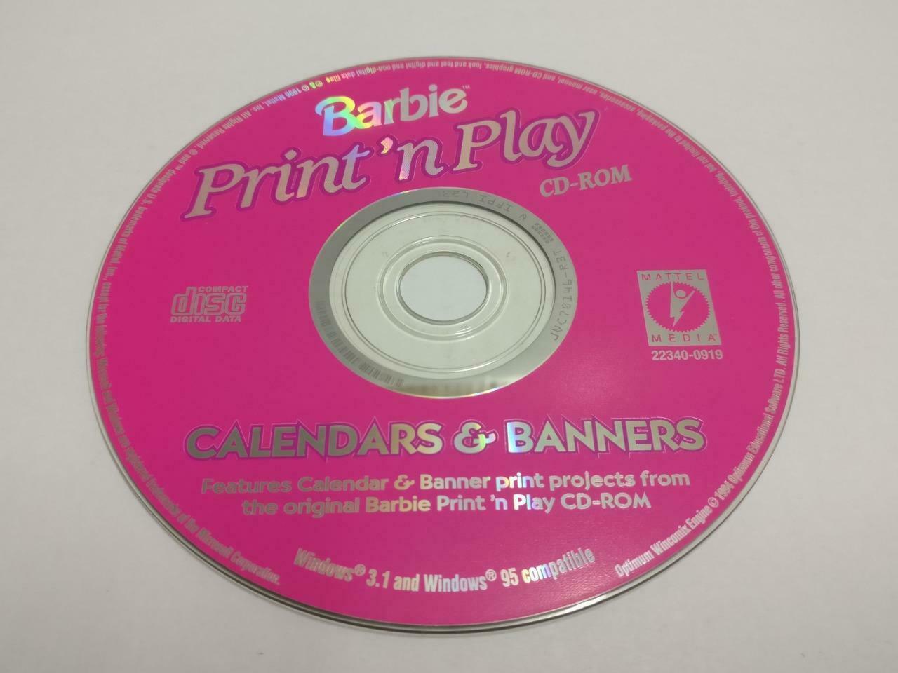 Barbie Print'n Play Calendars & Banners 1995 USA CD-Rom CD (CDS088)