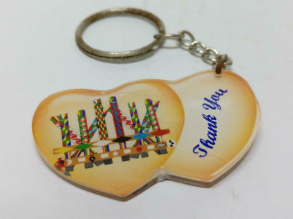 LP888 Vintage Double Heart Shape God Bless You Acrylic Keychain Keyring F/S (B712)
