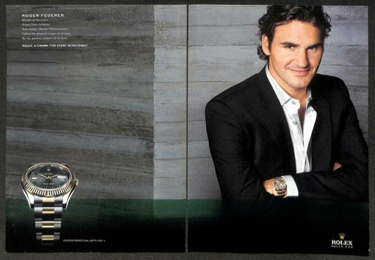 Vintage 2010 Rolex Watch Roger Federer Magazine Advertisement Print Ad x 2 P949