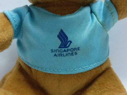 Singapore Airlines SIA Blue Shirt Brown Teddy Bear 5" Plush Toy F/S (PTY050)